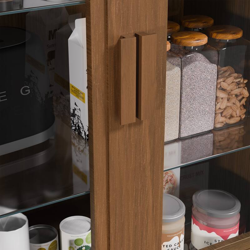 Modular Sideboard Buffet Cabinet with Tempered Glass Doors Credenza Console Table for Living Room Kitchen Dining Room Entryway