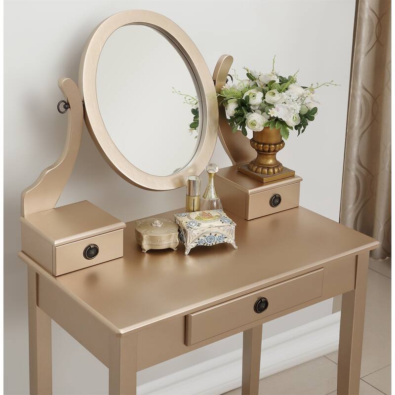 Makeup Vanity Table and Stool Set