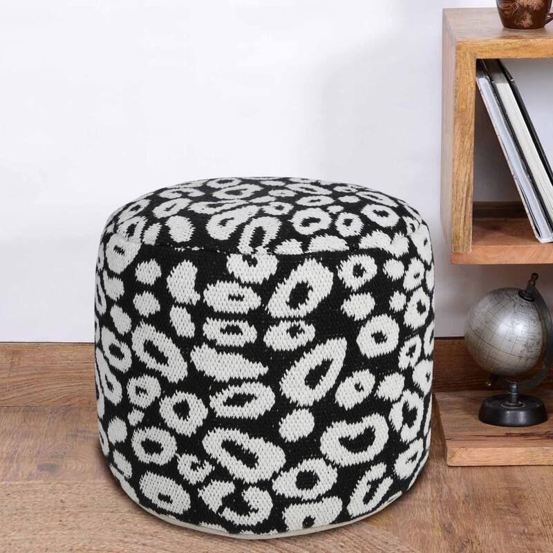 Sevita Modern Leopard Print Pouf Ottoman