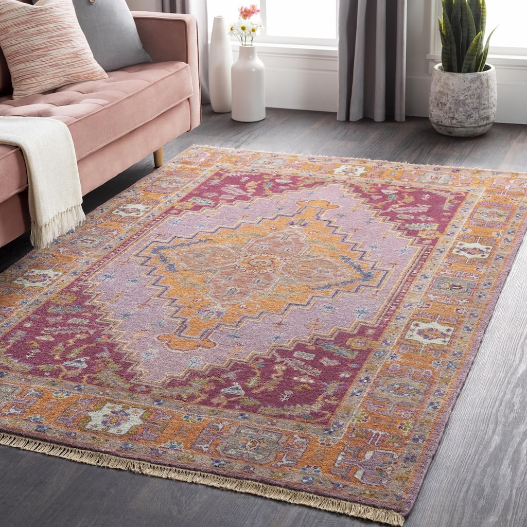 Hand-Knotted Joe Border New Zealand Wool Area Rug