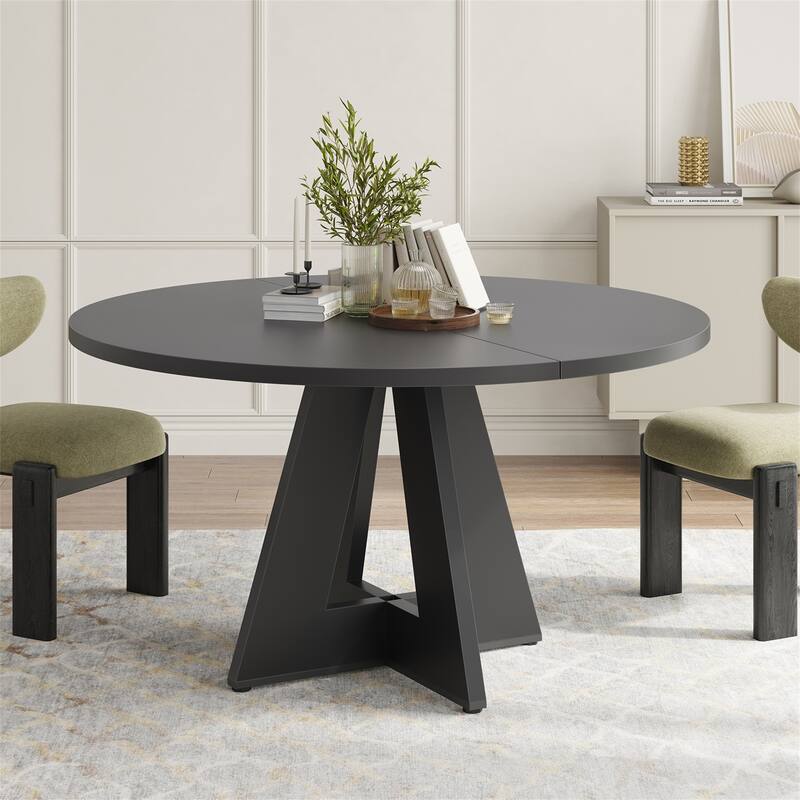 47" Modern Wood Round Dining Table for 4-7 People - Black