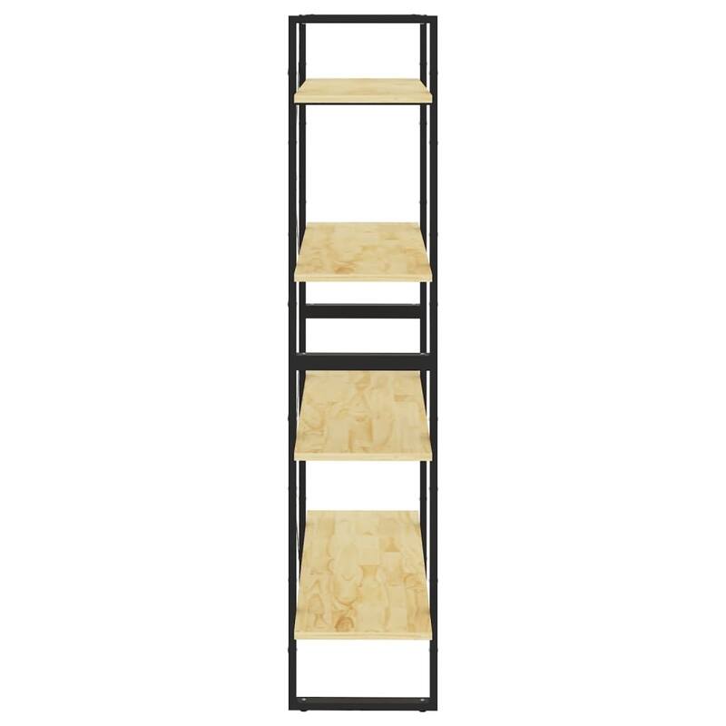 vidaXL 4-Tier Book Cabinet Black 31.5"x11.8"x55.1" Solid Pine Wood