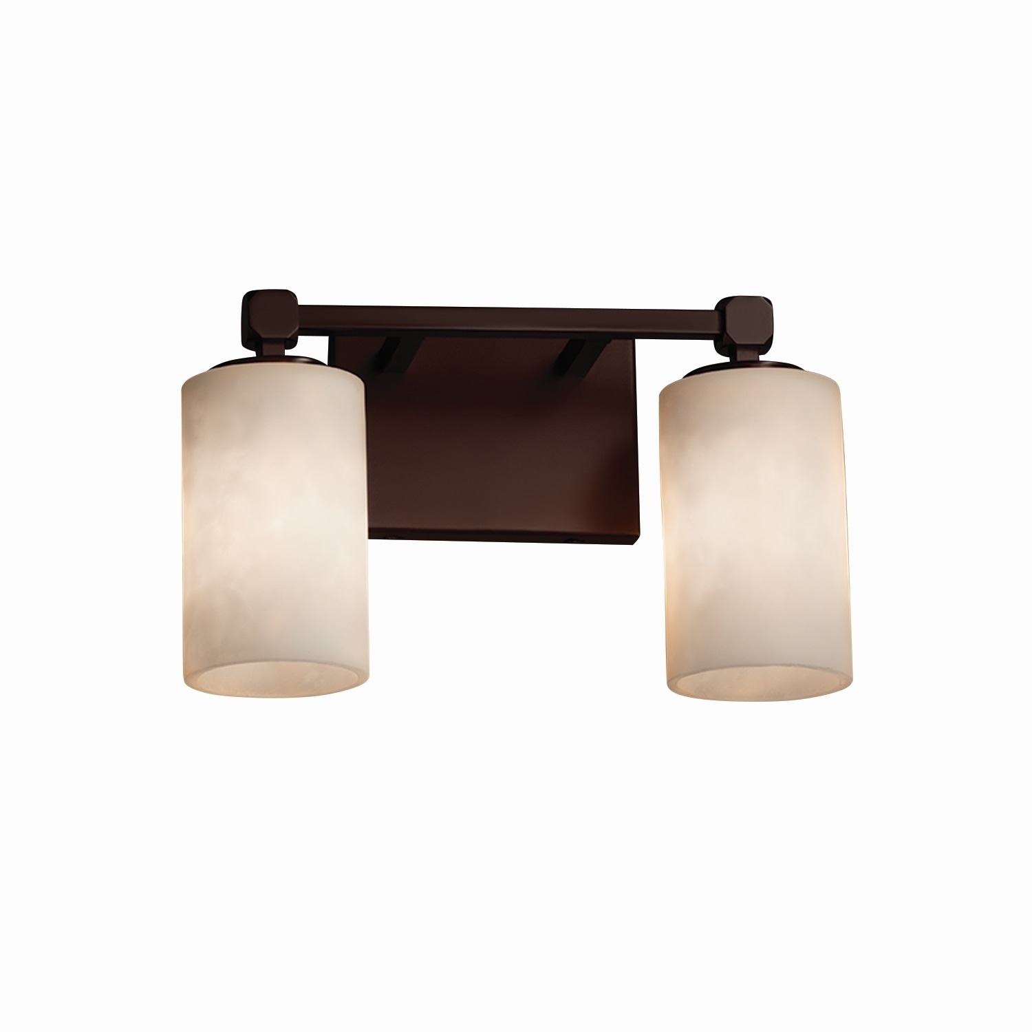 Justice Design Clouds Tetra 2-light Dark Bronze Bath Bar, Clouds Cylinder - Flat Rim Shade