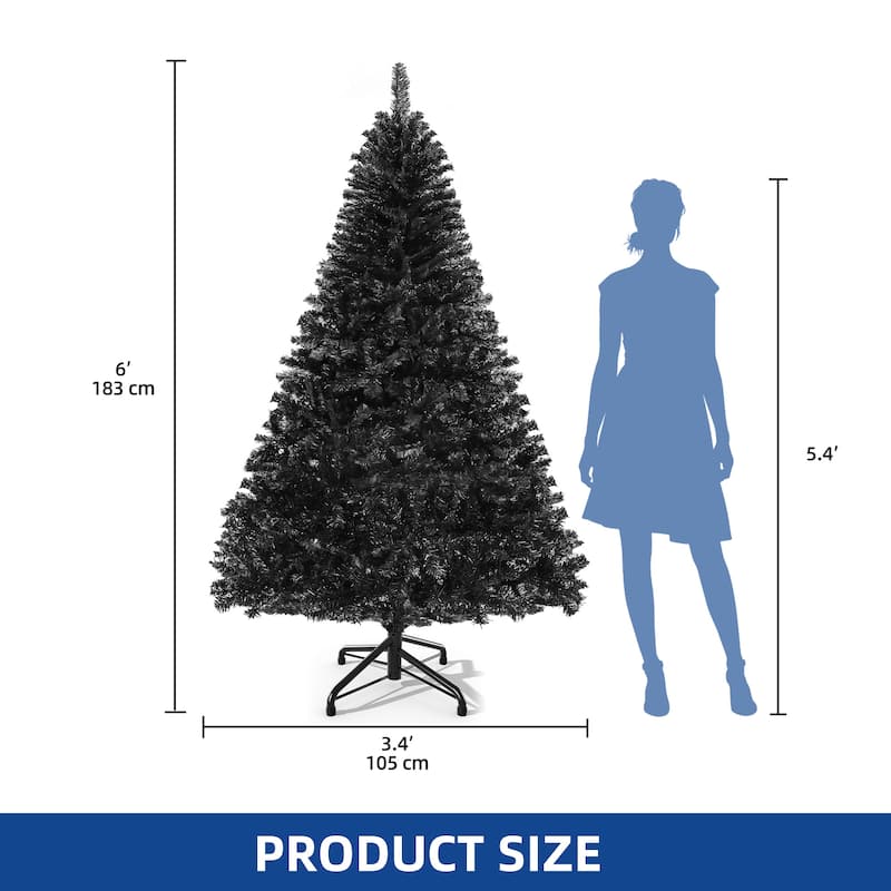 6/7.5FT Halloween Black Spruce Artificial Christmas Tree