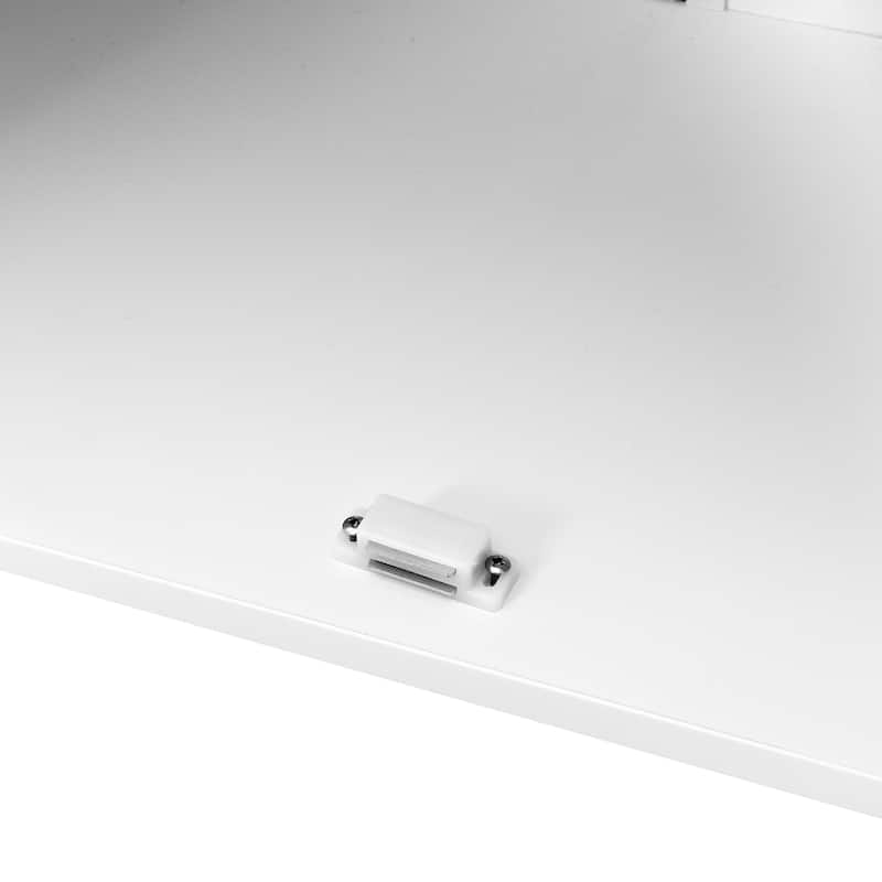 Anmytek White Bathroom Floor Storage Cabinet Double Door Adjustable Shelf