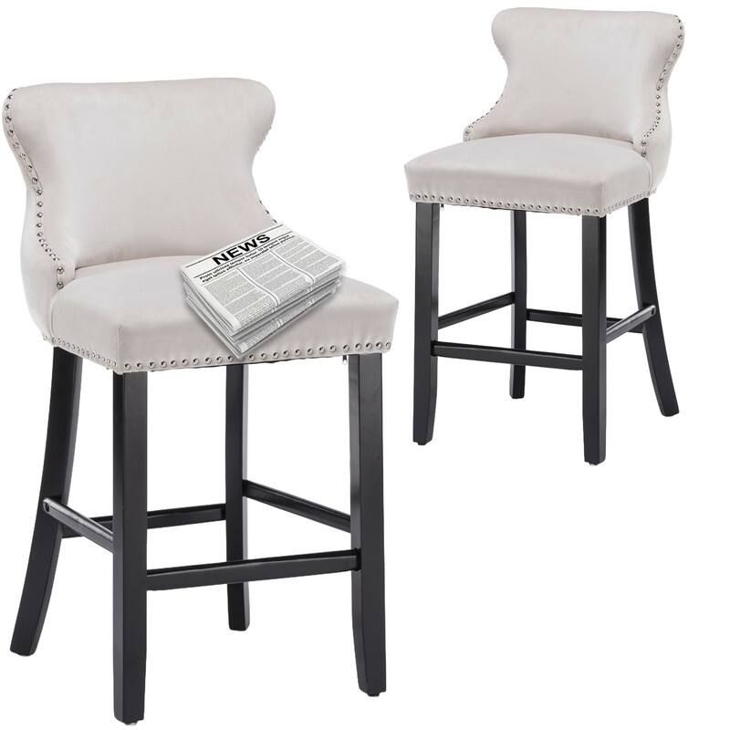 Upholstered Wing Back Bar Stools (Set of 2)