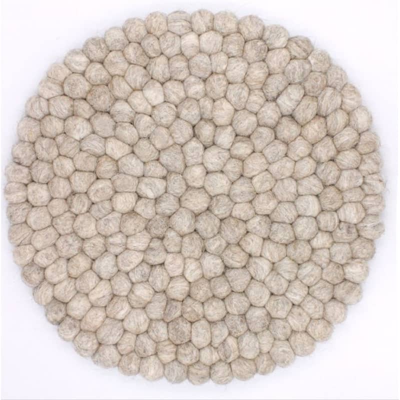 Wool Pom Chairpad/Trivet Dia13.60 NATURAL BEIGE - A - NATURAL BEIGE
