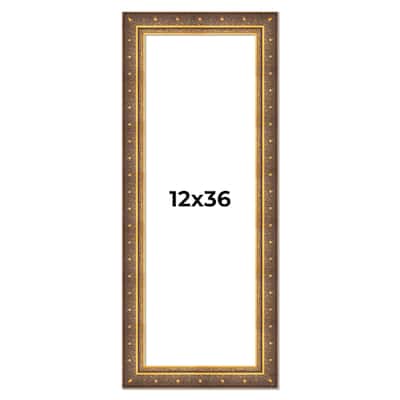 12x36 Frame Gold Real Wood Picture Frame inches Interior Frame Depth 1 inches Museo Bronze Ornate Photo Frame with UV Acrylic