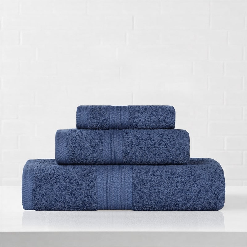 Superior Eco-Friendly Cotton 3-Piece Towel Set - Navy Blue