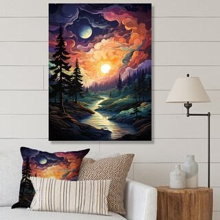 Designart "Pine Tree Whimsical Pine I" Tree Pine Canvas Art Print - Bed ...