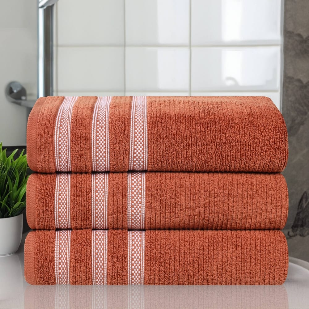 Superior Brea Zero Twist Cotton Ribbed Modern Bath Towel Set of 3
