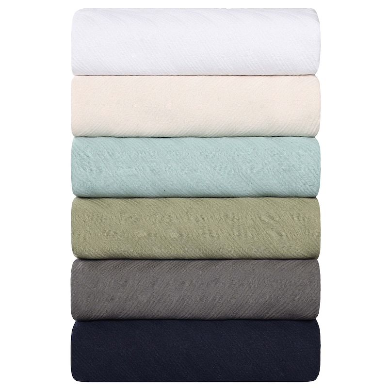 Superior Milan Cotton Textured Striped Lightweight Woven Blanket