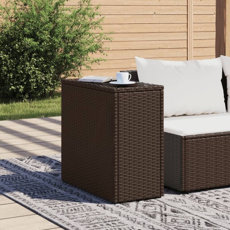 vidaXL Patio Side Table Outdoor Furniture Side Tea Coffee Table Poly Rattan - 10.8 x 22.8 x 21.7 in