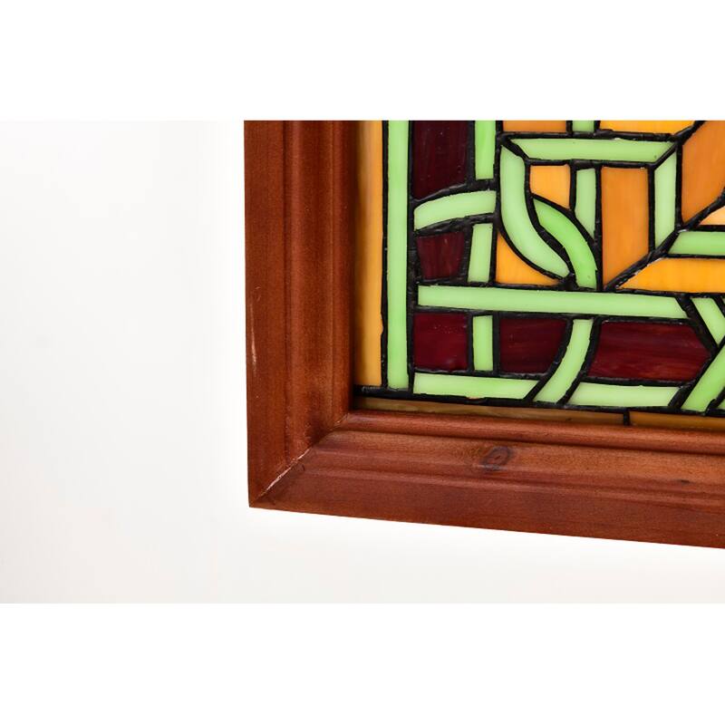 Wood Frame Tiffany-style Stained Glass Window Panel