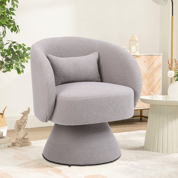 Modern Stylish 360° Swivel Upholstered Office Barrel Chair - Bed