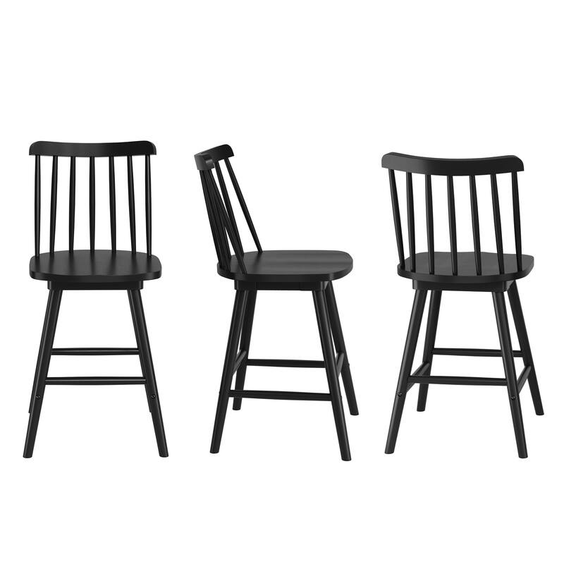 Modern 24″ Windsor Swivel Wooden Counter Height Bar Stool with Ergonomic Back