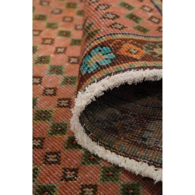 Hand Knotted Oriental 100% Wool Carpet Traditional Geometric Pink Tabriz Area Rug - 4' 6'' X 3' 2''