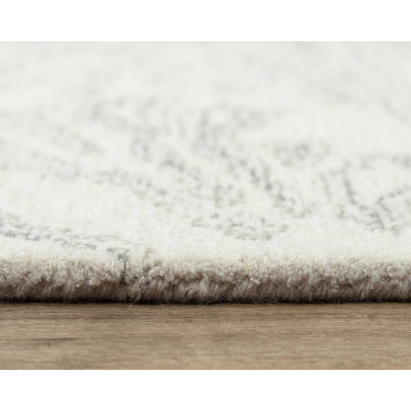 Alora Decor Peace Neutral Ivory and Grey Marbled Hand-tufted Wool Rug