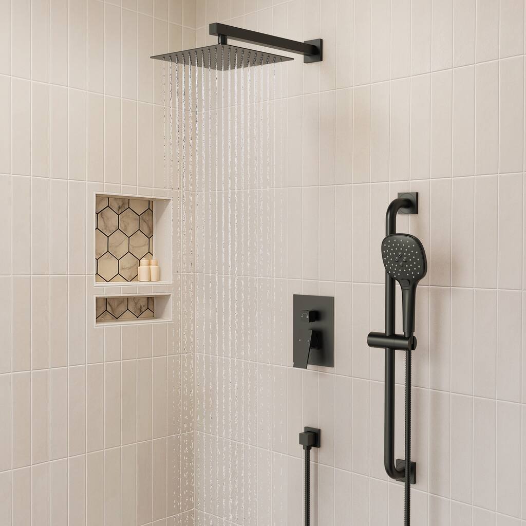 Pressure-Balanced Shower System ,10-Inch Rainfall Shower Faucet with 3-Function Handheld Shower