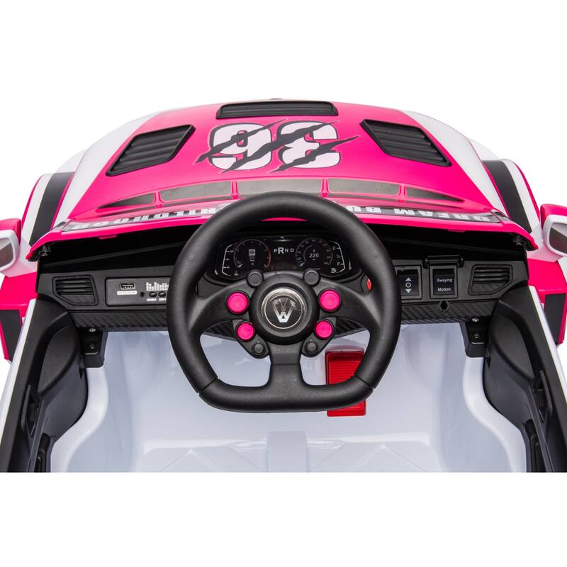 Electric Ride-On Car for Kids 12V with Two Opening Doors, Music, and Four-Wheel Absorbers.