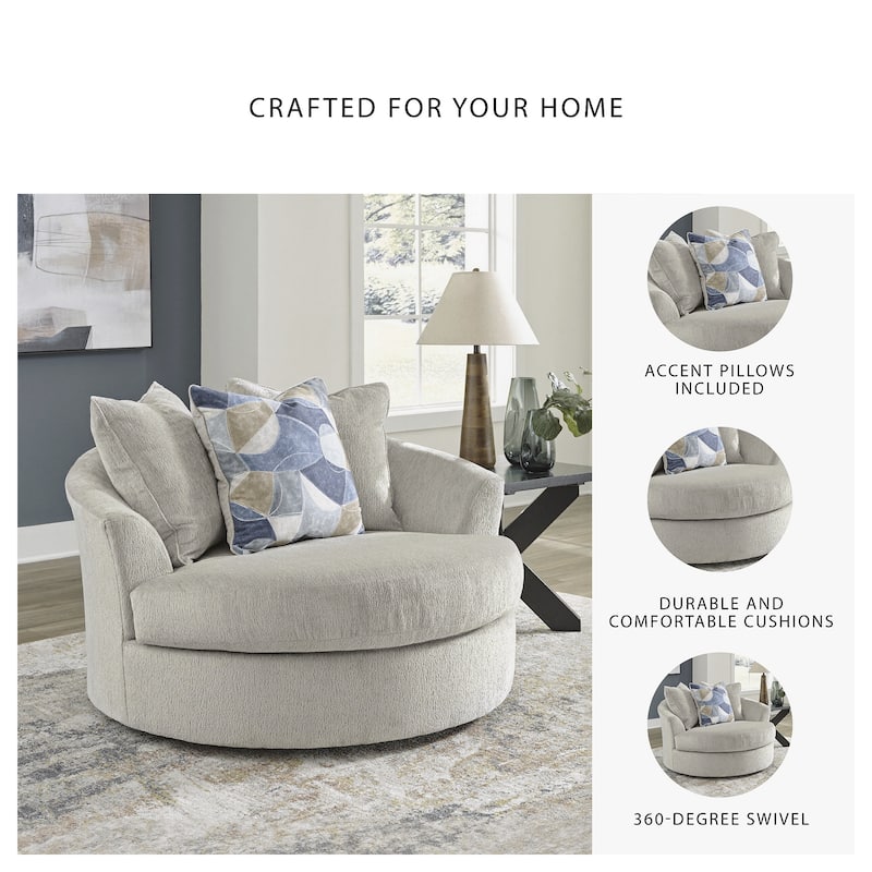 Signature Design by Ashley Maxon Place Oversized Swivel Accent Chair - 56"W x 55"D x 35"H