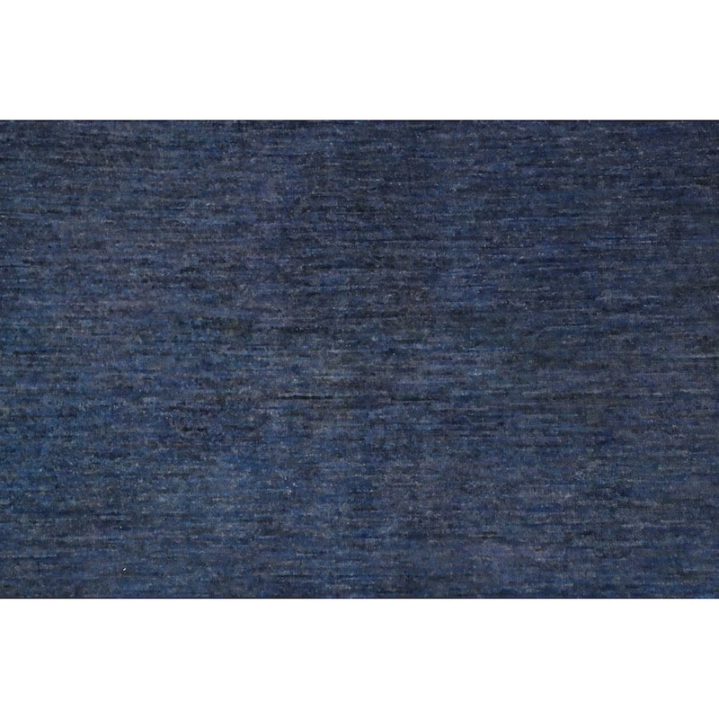 Hand Knotted Oriental 100% Wool Carpet Modern Solid Navy Blue & Blues Gabbeh Area Rug - 9' 10'' X 8' 1''