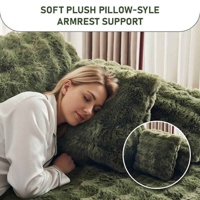 93" Velvet King Size Chaise Lounge Sofa Bed Sleeper Sofa with Dual Mattress