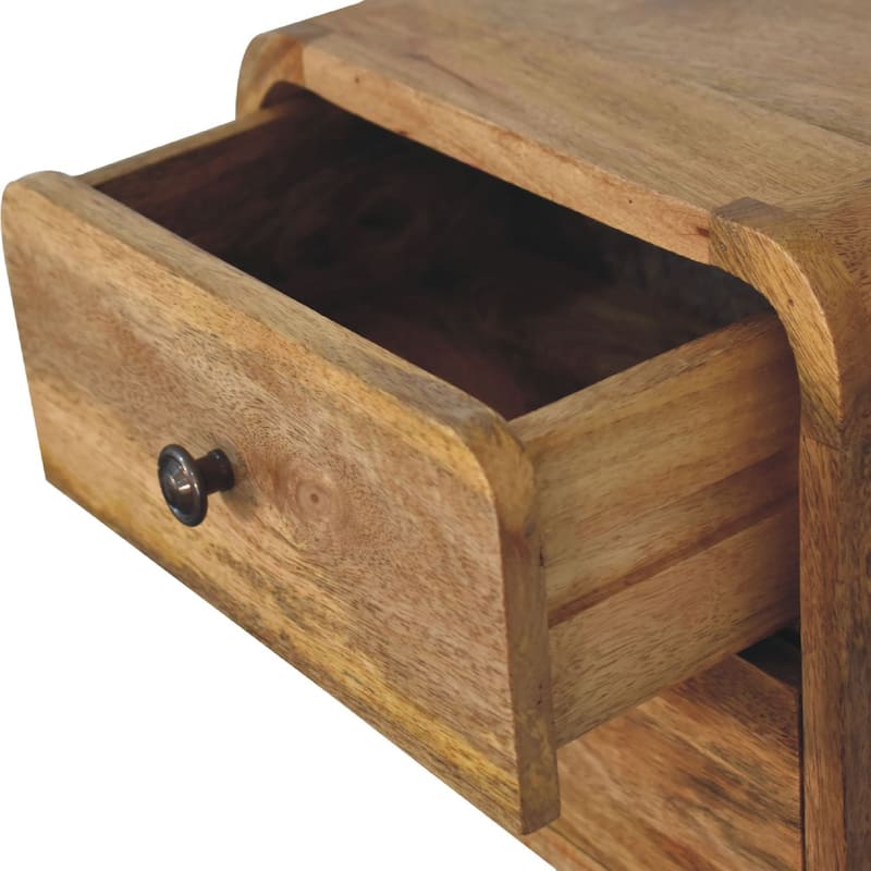 Artisan Furniture Solid Wood Mini Curve Oak-ish Floating Nightstand