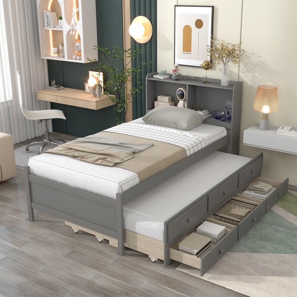 Grey Twin Size Storage Bed Beds Bed Bath Beyond