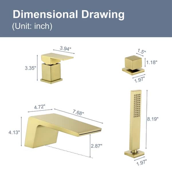 Waterfall Tub Faucet With Hand Shower Deck Mount Tub Filler With