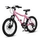 preview thumbnail 1 of 19, 20 Inch Kids Mountain Bike, 14 Inch Height Carbon Steel Frame, 7-Speed With Front Disc Brake And Rear V-brake Pink
