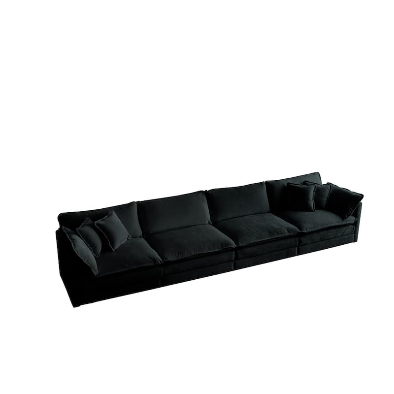 GDFStudio - Silverthorne Chenille 4-Seater Sectional Sofa with Pillow
