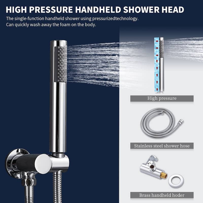 Shower Faucet With Valve Complete Shower System Set Bathroom 10 Inches Rainfall Shower Head With Handheld Sower
