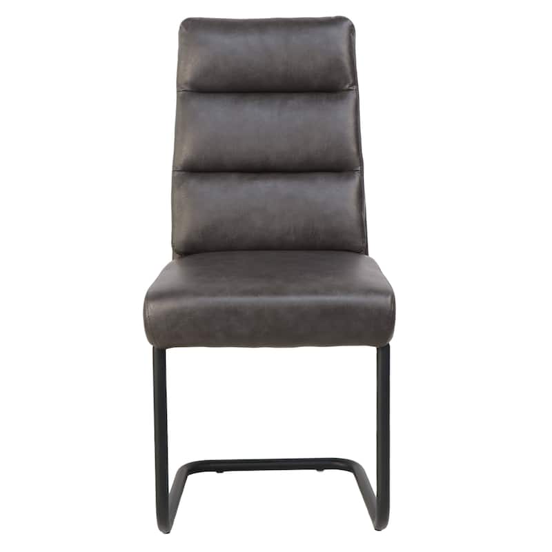 Modern Faux Leather and Metal Dining Chair, Set of 2