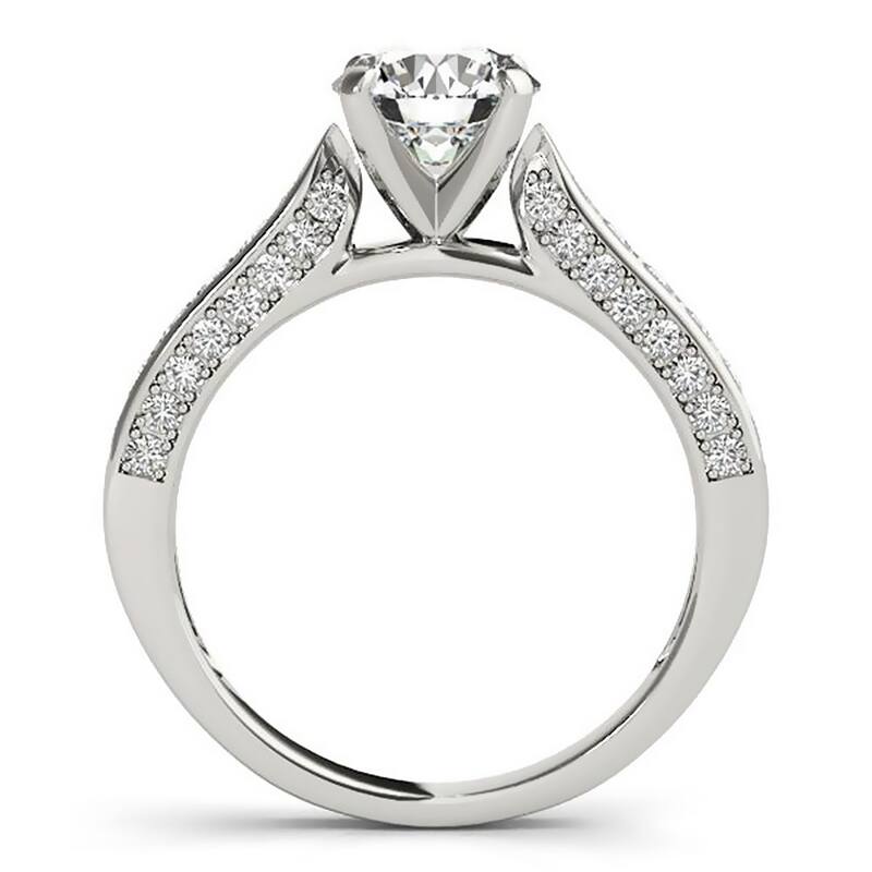 Auriya Classic 1/2ct Round Moissanite and 1/2ctw Diamond Engagement Ring 14K Gold