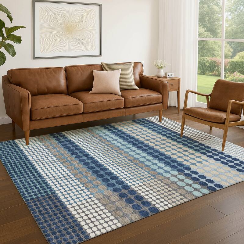 Machine Washable Indoor/ Outdoor Casual Dotty Chantille Rug