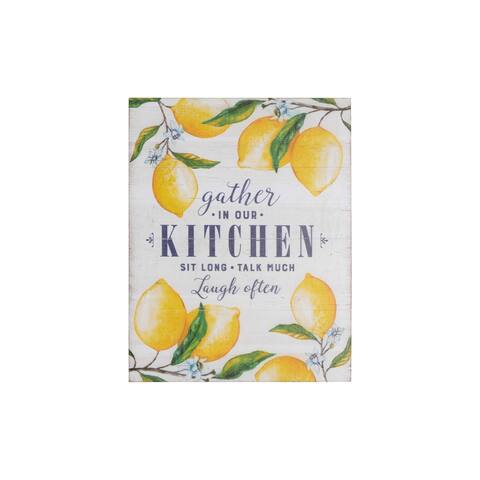 "Gather in Our Kitchen" Wood Wall Decor with Lemons - 28" x 22"