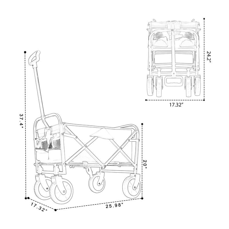 Colorful Foldable Wagon w/ Straps - 225lb Capacity for Beach & Camping