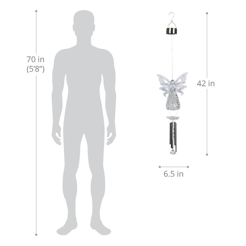 Exhart Large Solar Acrylic Angel Wind Chime, 6.5 by 42 Inches