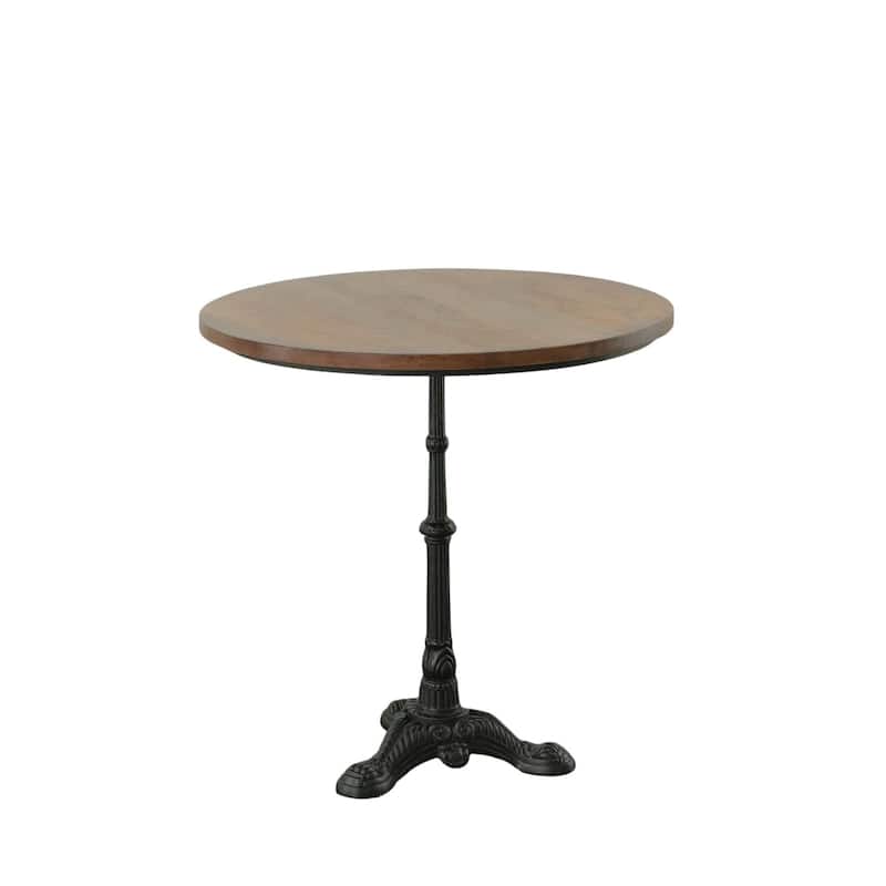 Round Top Wooden Bistro Table - 30" - Chestnut Brown and Black