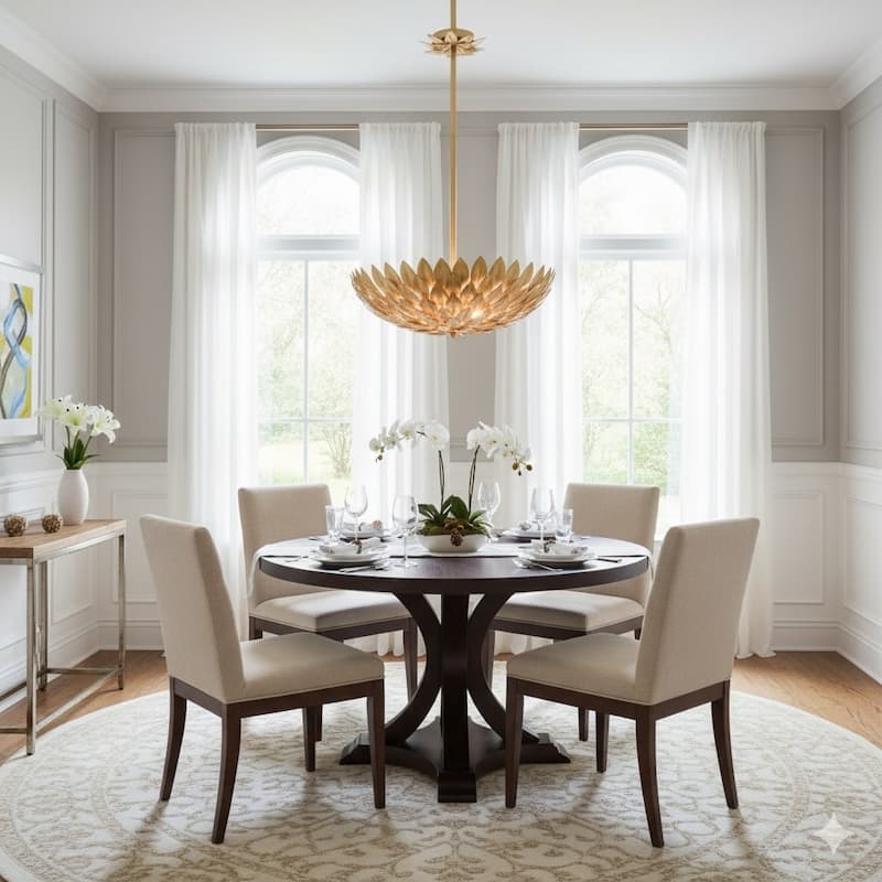 5-Light Gold Metal Leaf Chandelier