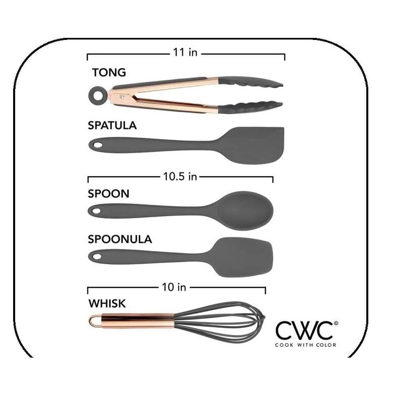 COOK WITH COLOR Silicone Kitchen Utensil Set Nonstick Safe, Easy-Clean Cooking Tools, Aqua