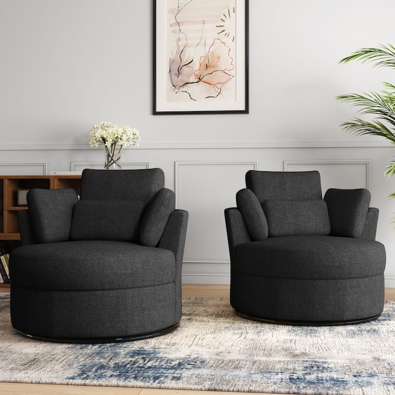 Upholstered Barrel Swivel Accent Chairs