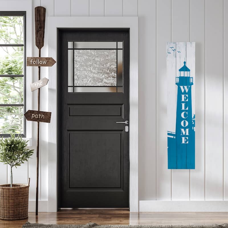 35.75" Weathered Lighthouse "Welcome" Wall Sign - 75"