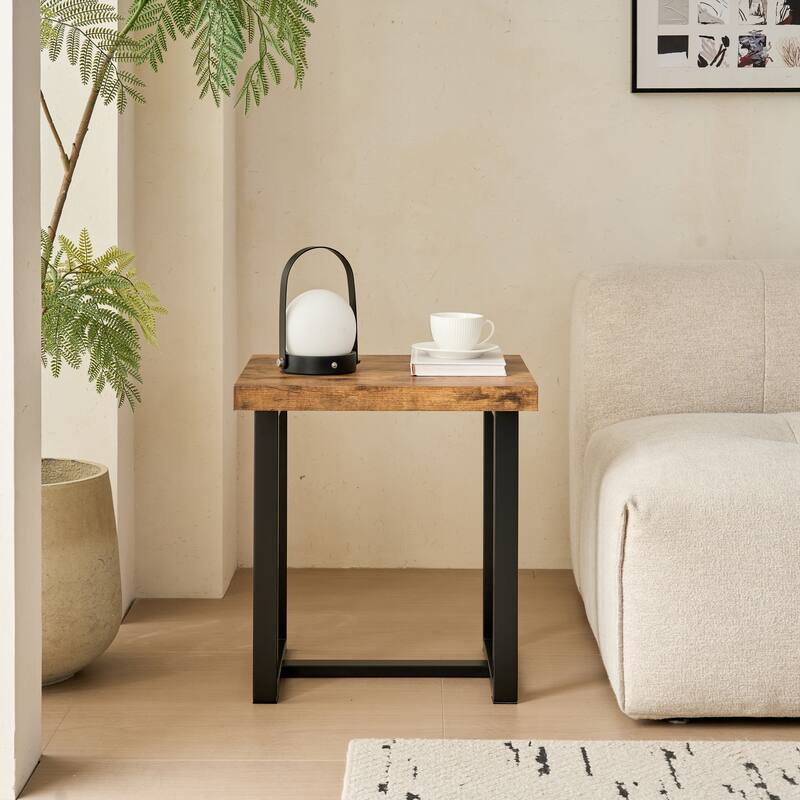 Small Tea Table, Walnut Night Stand, MDF Side Table, Sofa Table with Metal Leg