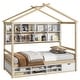 preview thumbnail 6 of 9, Natural Twin Size House Bed with Roof Frame, Bedside-shelves, and Under Bed Storage Unit