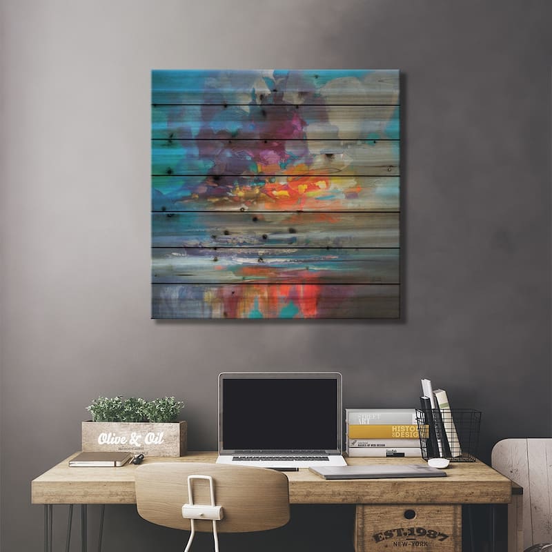 Arisaig Orange Print On Wood by Scott Naismith - Multi-Color