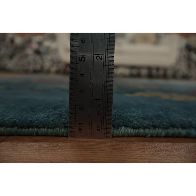 Hand Knotted Oriental 100% Wool Carpet Traditional Floral Green Art Deco Area Rug - 4' 11'' X 3' 1''