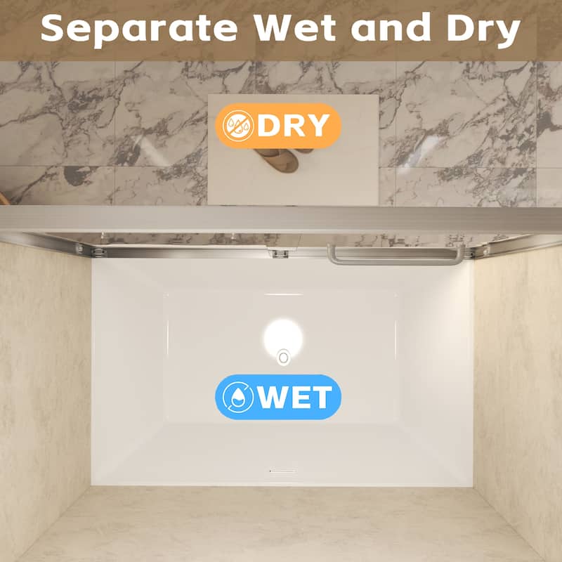 60" W × 60" H Framed Double Sliding Shower Door with Stainless Steel Handle
