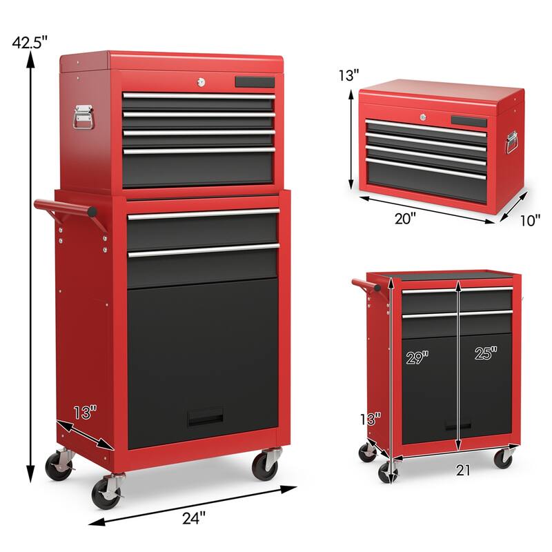Costway 2 in 1 Rolling Cabinet Storage Chest Box Organizer w/ 6 - See Details